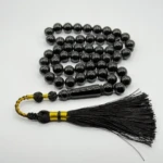 مسبحة باكالايت سوداء ملكي بـ – 51 حبّة – 10 مم مع طربوش أسود و ذهبي