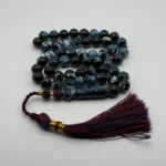 مسبحة باكالايت أخضر و أسود رخامي – 51 حبّة – 10 مم مع طربوش كحلي و أسود