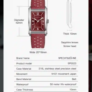 ⁦ساعة ديزرت ويفز الكوارتز 28 مم – ساعة يد رجالية من الفولاذ المقاوم للصدأ مع حركة كوارتز يابانية⁩ - الصورة ⁦3⁩